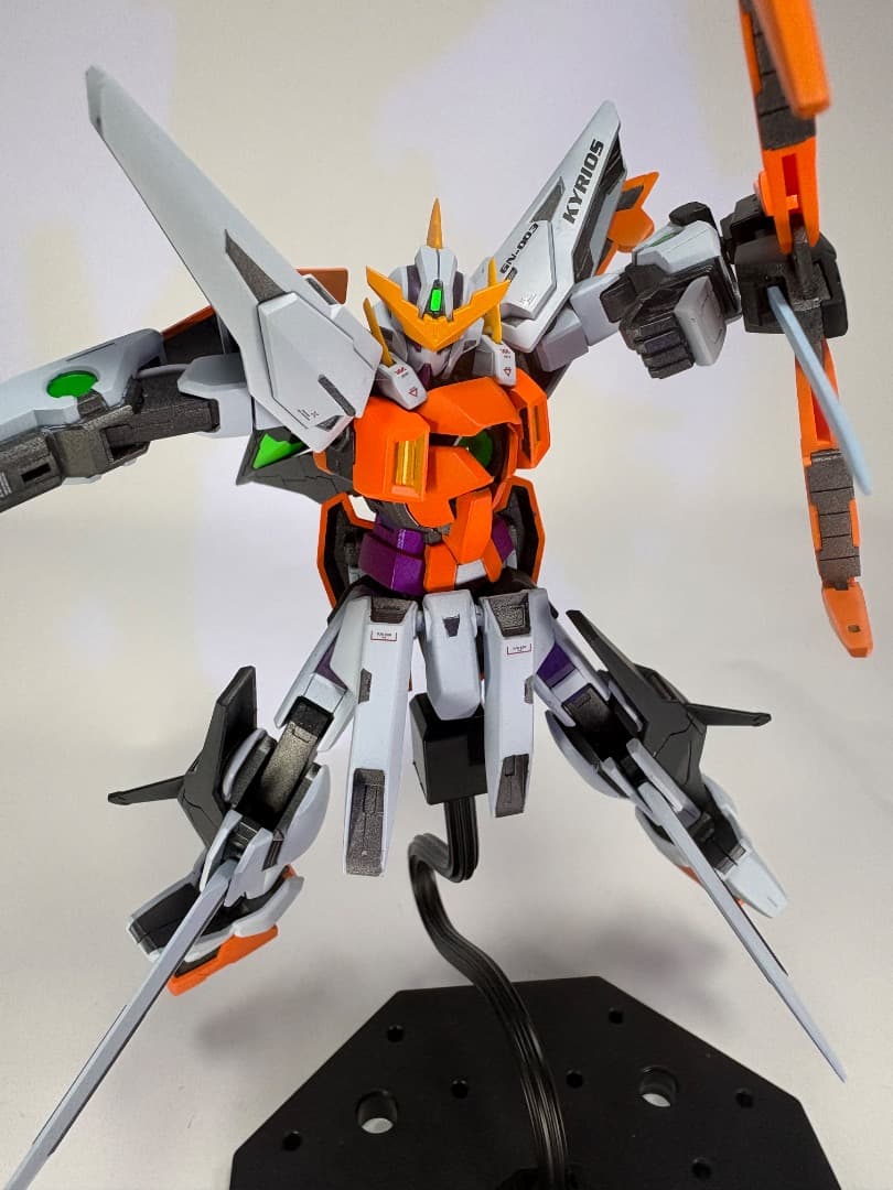 【全塗装完成品】HG 1/144 メタルロボット魂風 ガンダムキュリオス背景付き