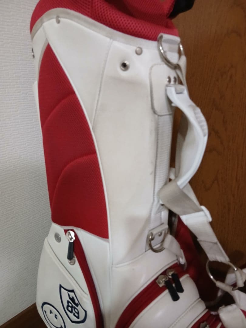 PEARLY GATES ゴルフバッグ ホワイト/レッド/ヘッドカバーフルセット