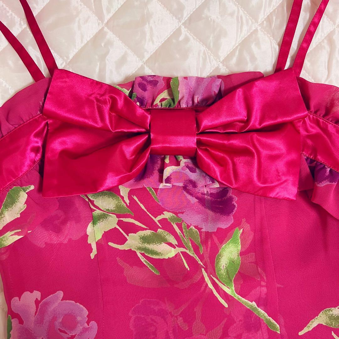 ジーザスディアマンテ　プレミアムローズ柄　膝丈ワンピース　ピンク