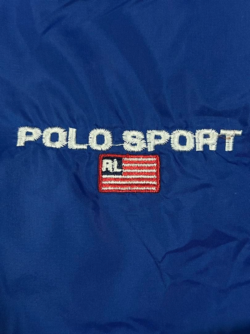 90s POLO SPORT 刺繍ロゴ 星条旗 裏地フリース ナイロンジャケット