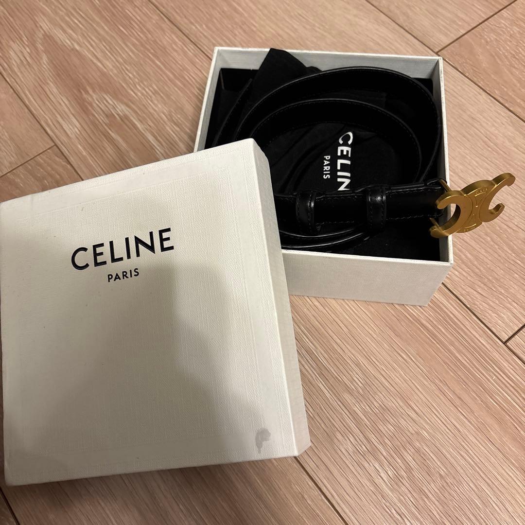 CELINE ブラックレザー ベルト
