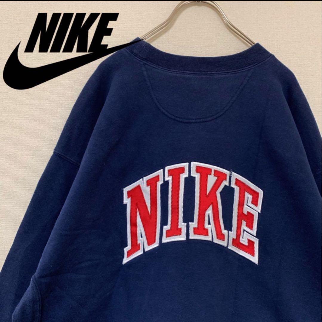 NIKE ナイキ 刺繍 両面デザイン 90s 銀タグ ネイビーsupreme