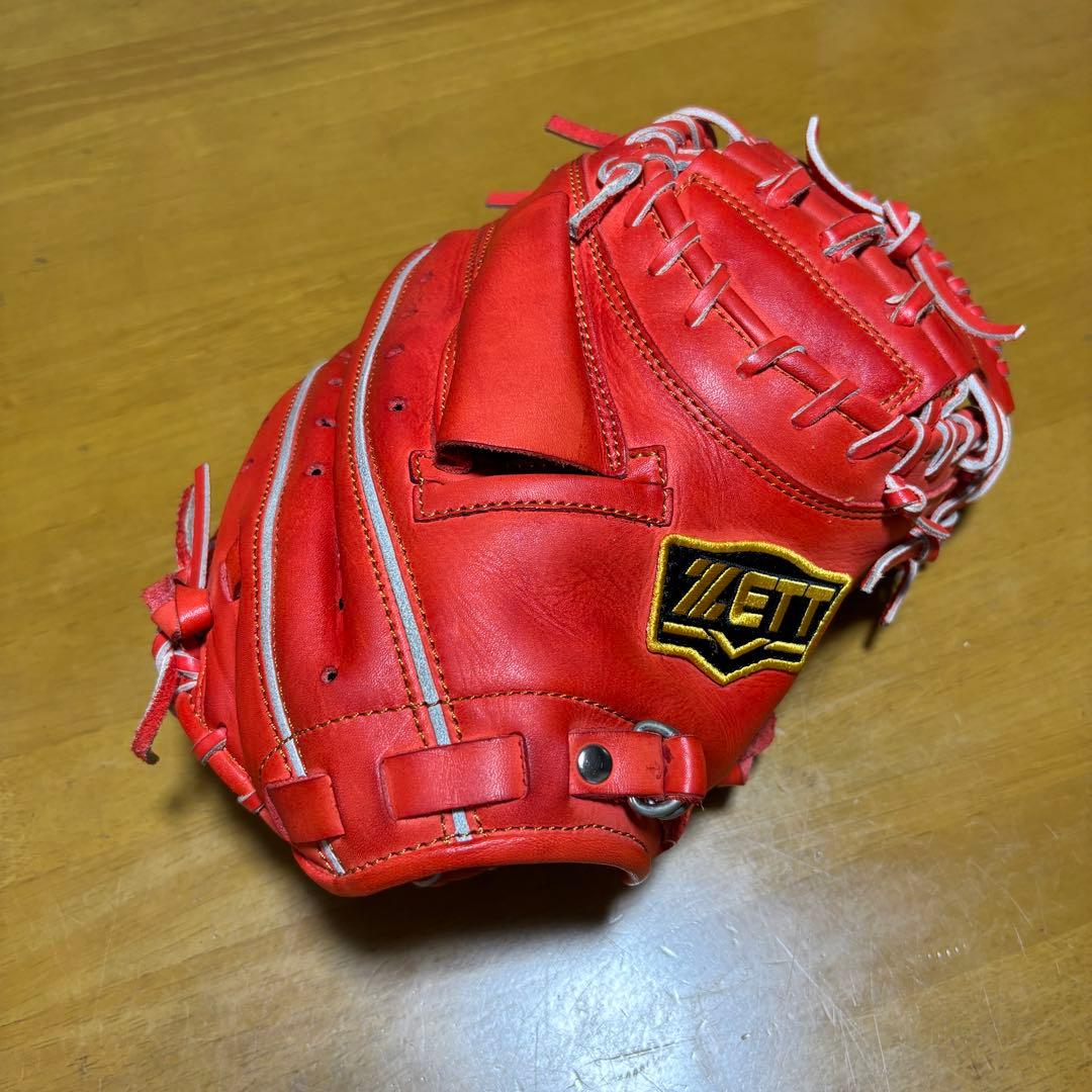ZETT 軟式 キャッチャーミット 型付け済 美品 レッド