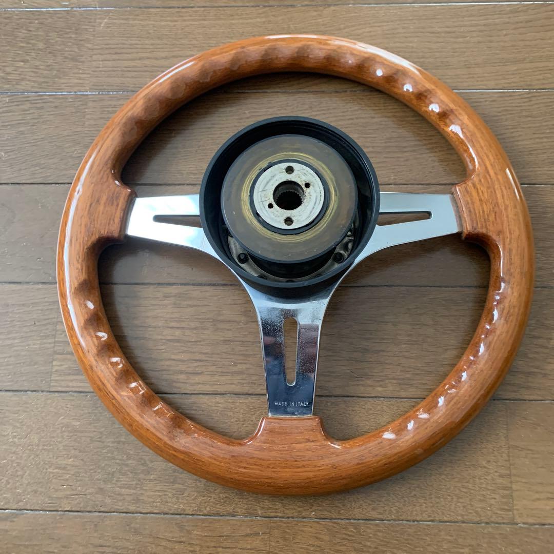 当時物　ウッド製　32Φ 3スポークステアリングホイール