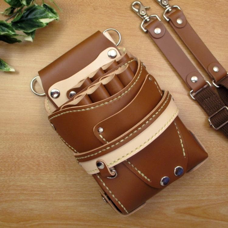 【トリマー向き】 ８丁差し 本革シザーケース　キャメル　TSC-13/CCA