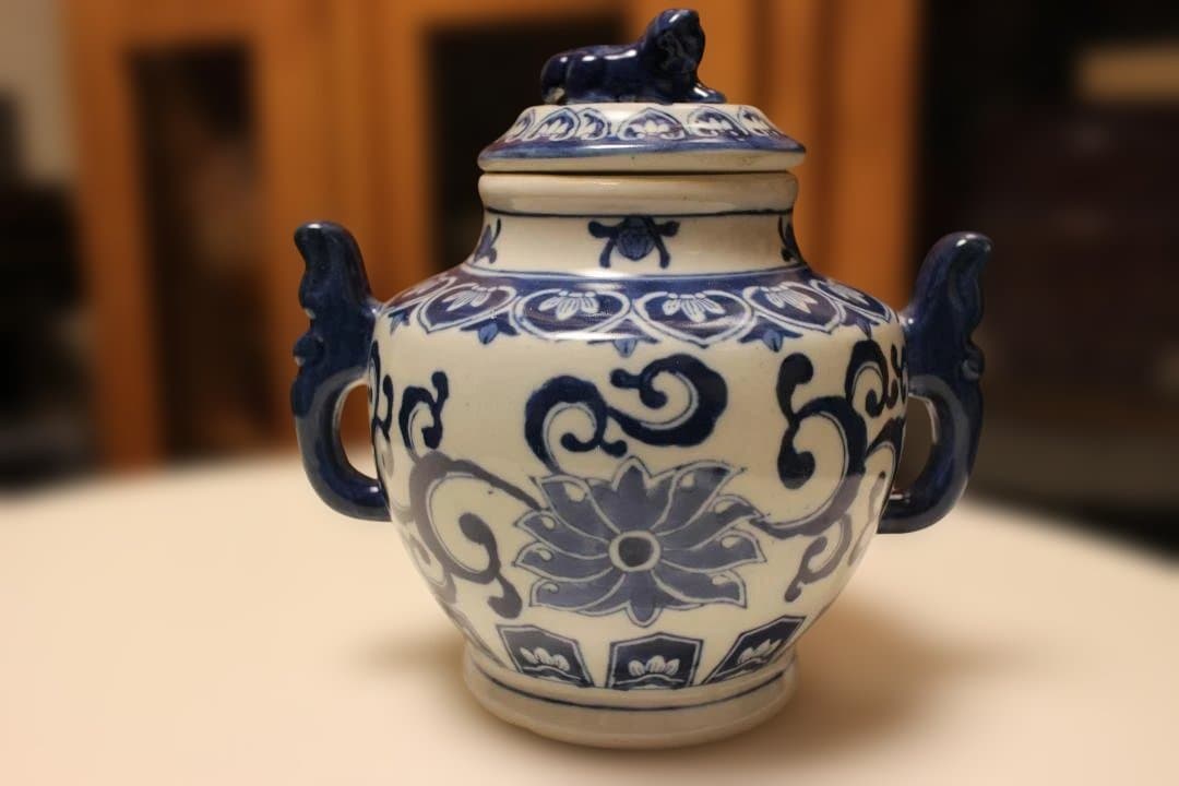 染付　　香炉　花瓶　壺　中国　乾隆年製　唐物