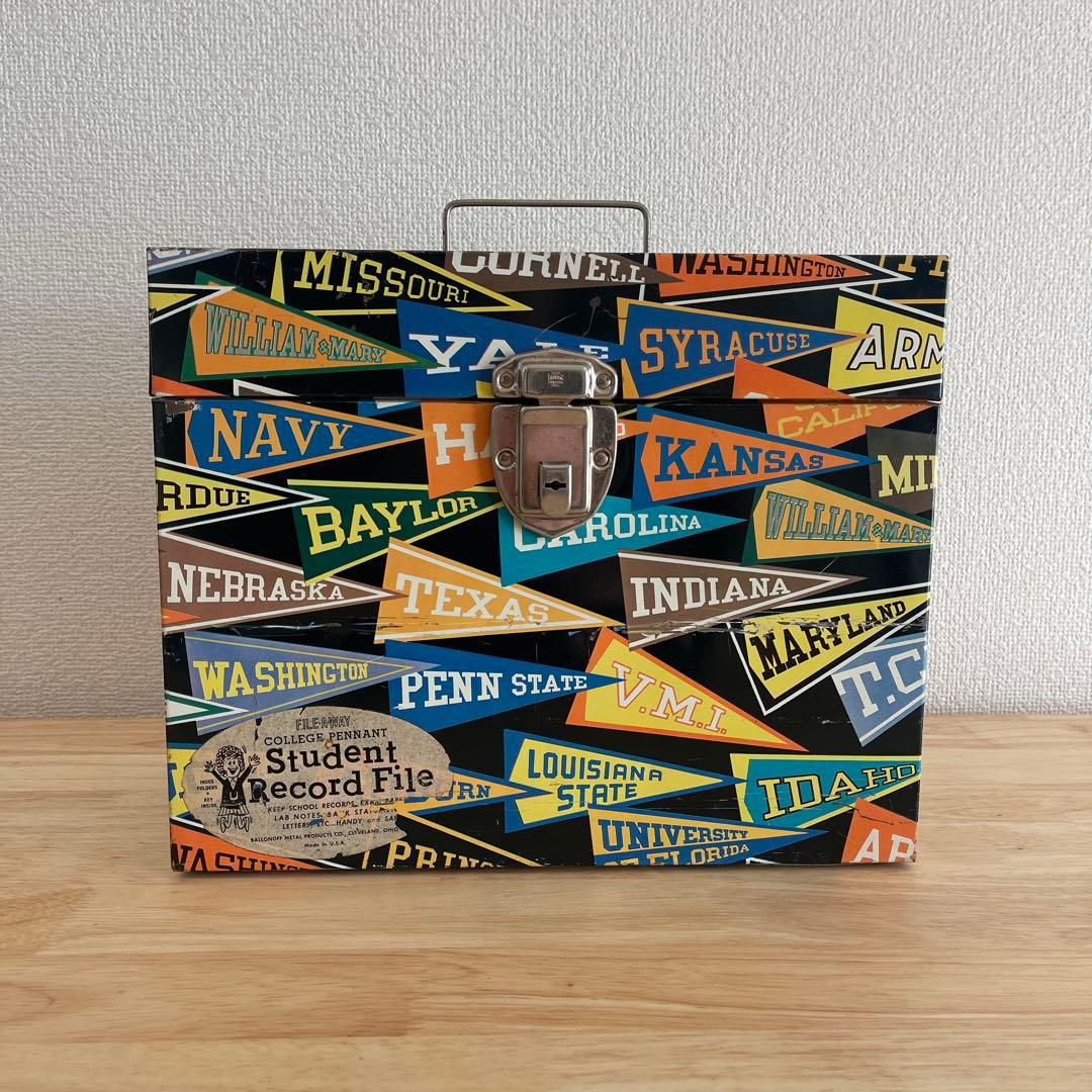 60's カレッジ　ペナント　レコードボックス　ヴィンテージ