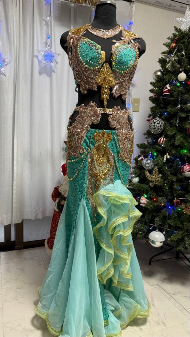 オリエンタル衣装 ベリーダンス ターコイズ M/L