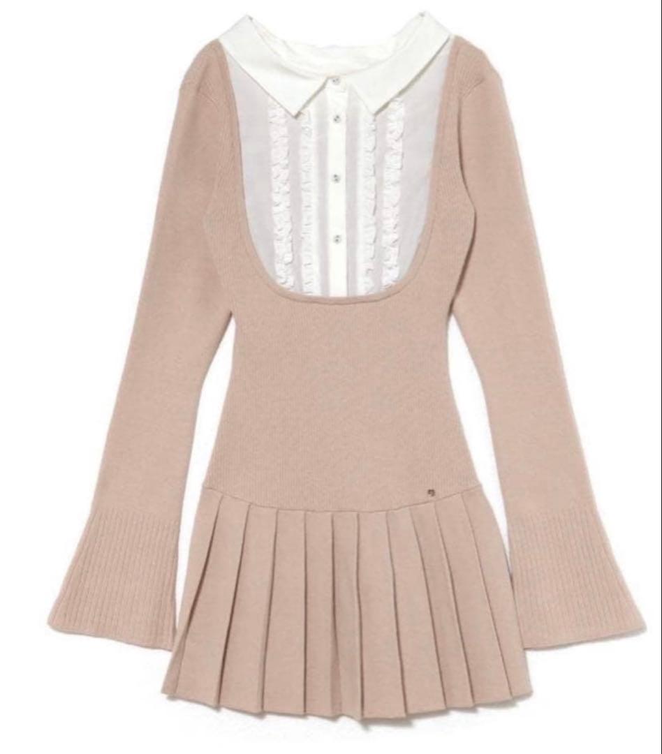 ワンピース andmary Lotta frill mini dress beige