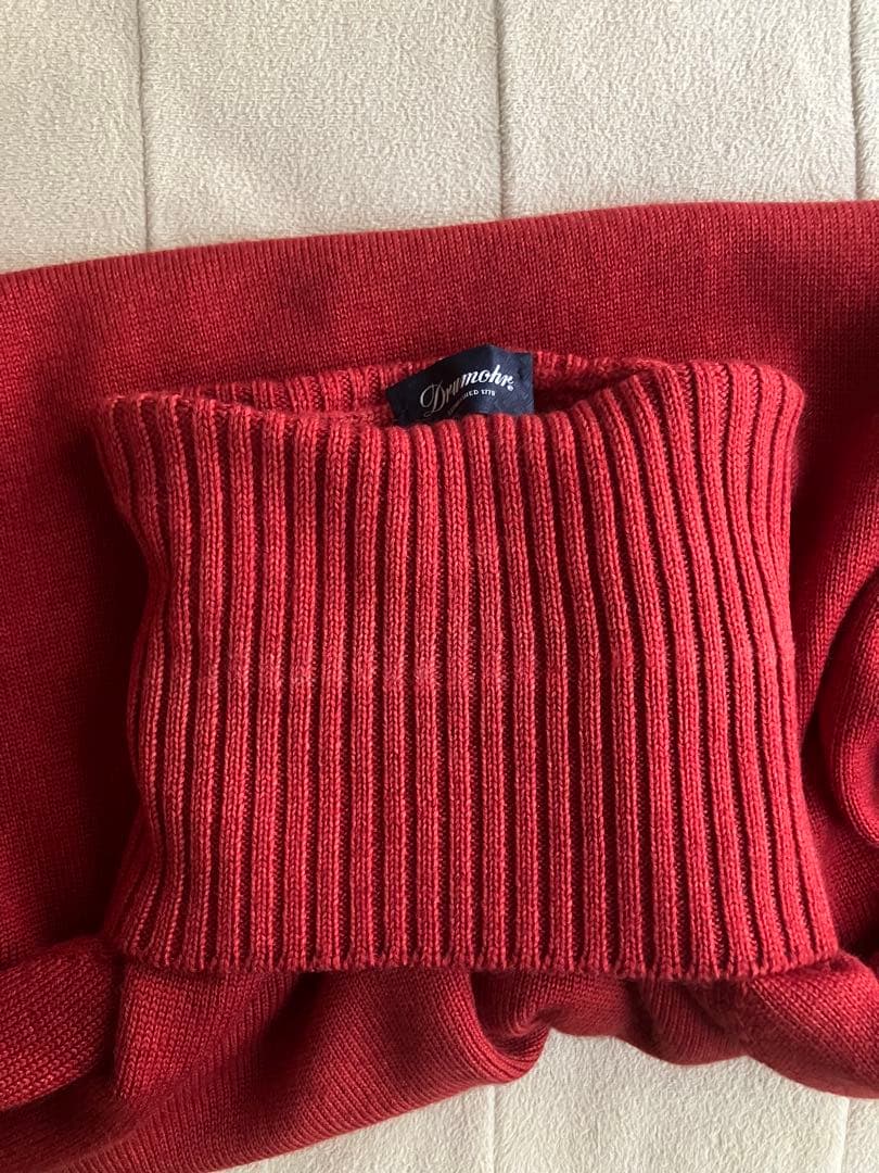 Drumohr ウール 8G タートルネックニット 後染め レッドブラウン 46