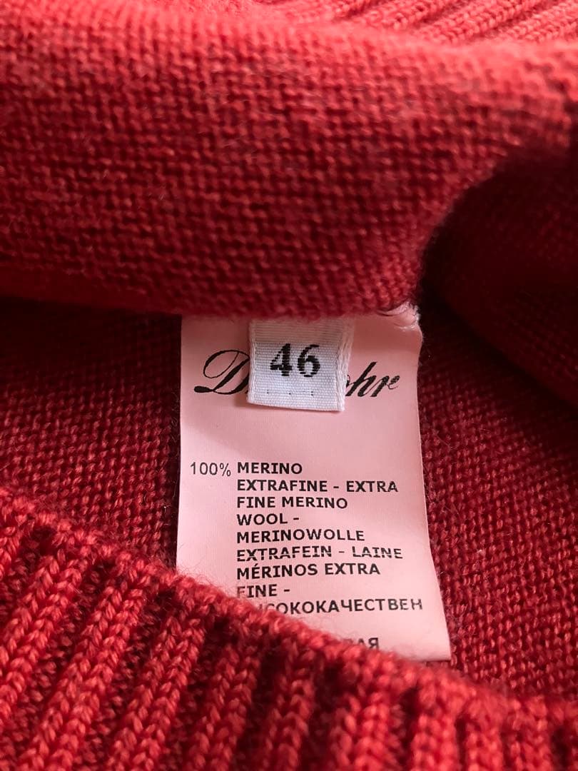 Drumohr ウール 8G タートルネックニット 後染め レッドブラウン 46