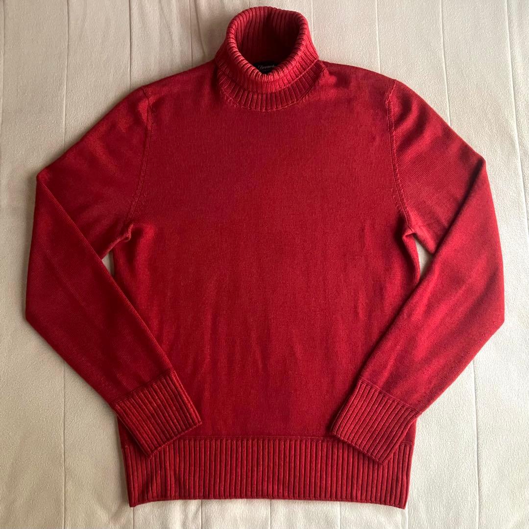 Drumohr ウール 8G タートルネックニット 後染め レッドブラウン 46