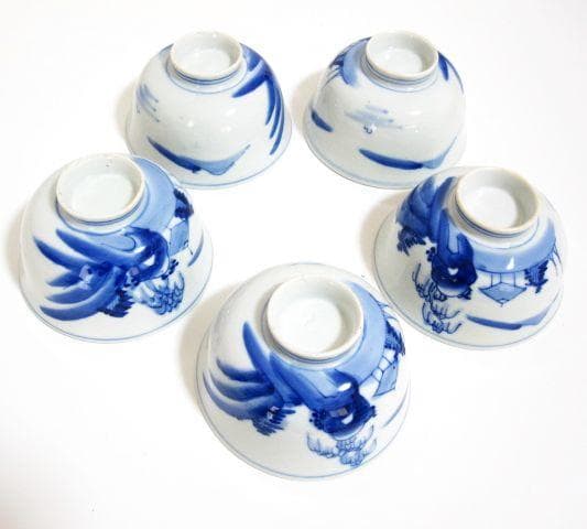 骨董品 アンティーク 蓋付き小鉢 5客セット　何焼きか不明？