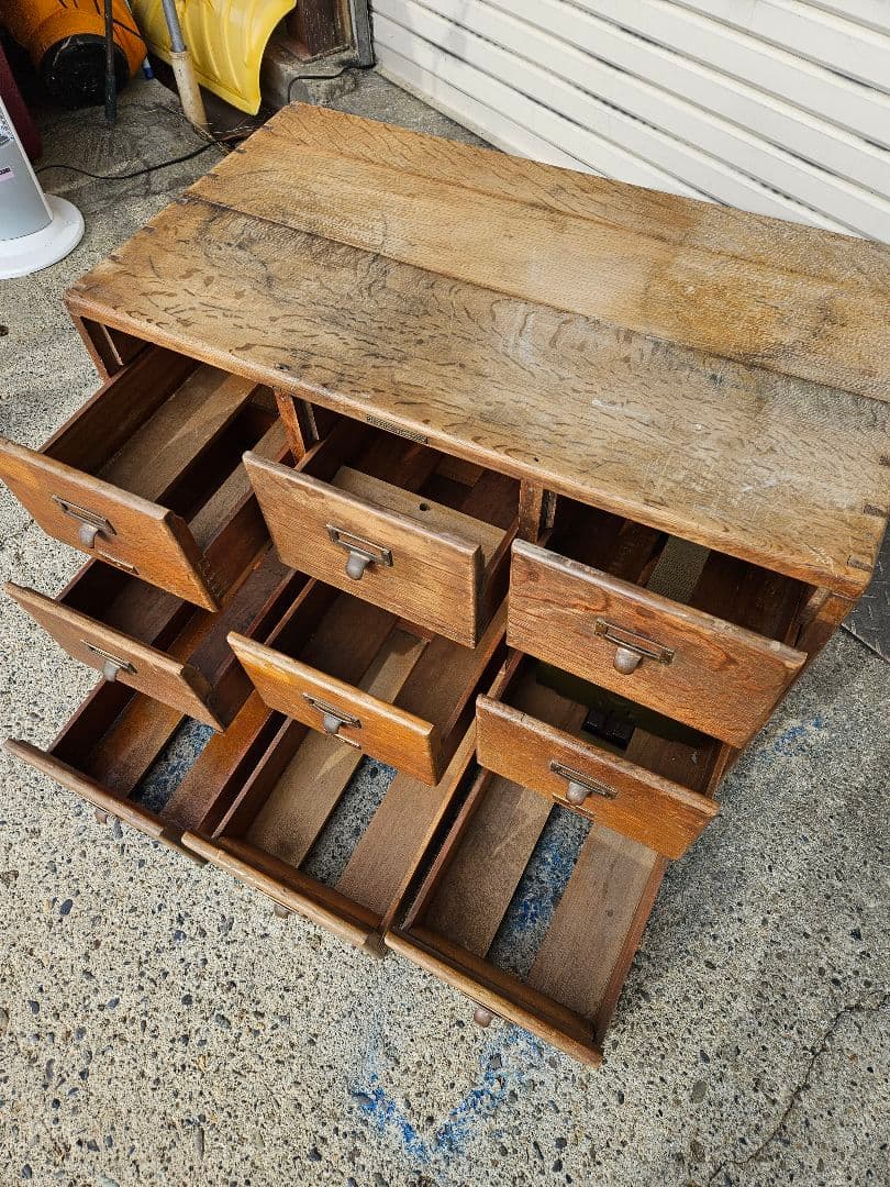 USA アンティーク 古いファイルキャビネット レターケース 木製 ドロワー