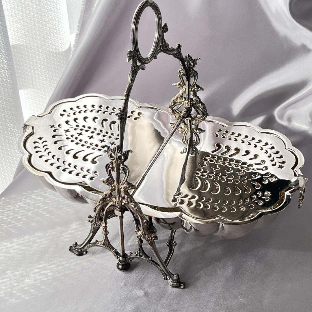 【英国】 ビクトリアン グリフィンのビスケットウォーマー【シルバープレート】