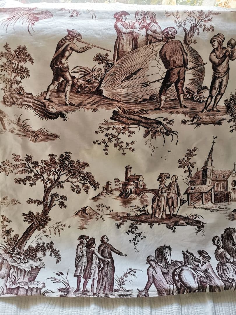 ヴィンテージ 復刻トワルドジュイ 1784年パリ気球飛行版画 クッションカバー