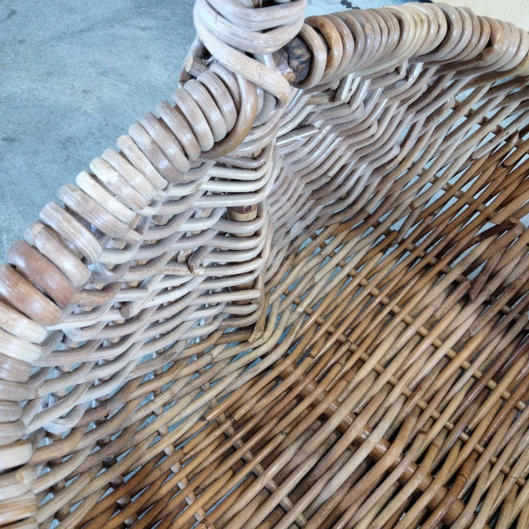 アンティーク　ナチュラル　大きなバスケット　籘かご