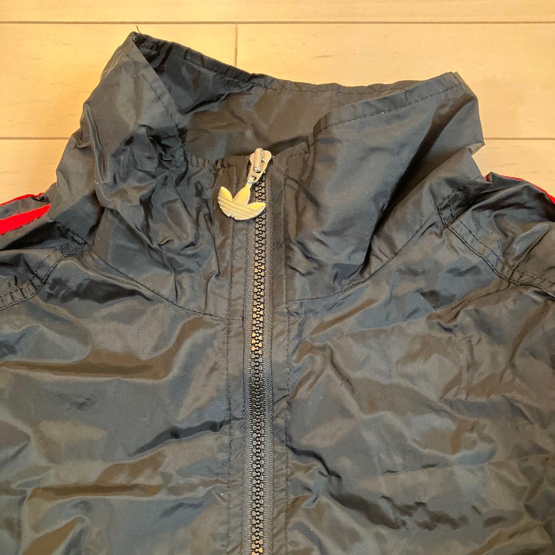 2.6 アディダス ウィンドブレーカー ブラック 刺繍 裏メッシュ L レトロ