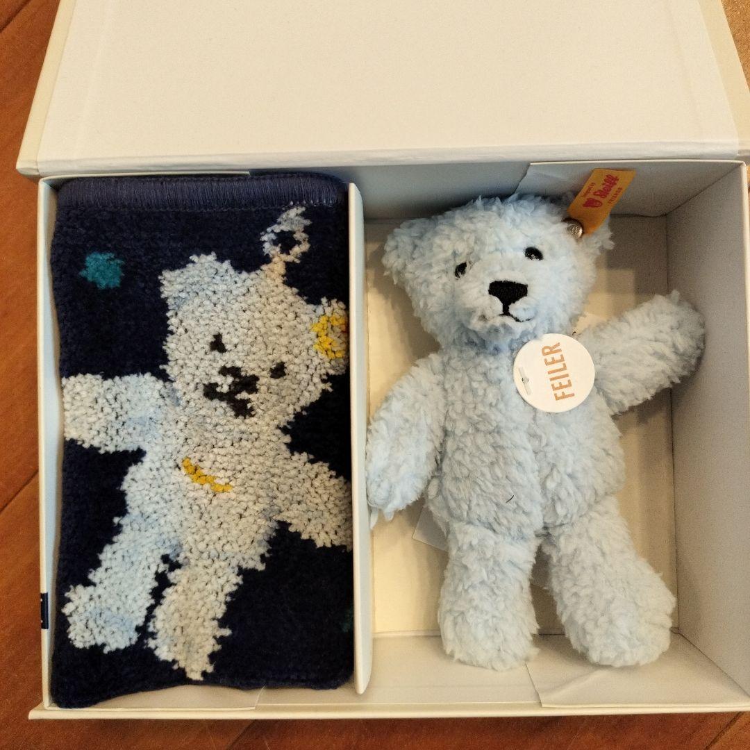 Steiff x FEILER クマのぬいぐるみとハンカチセット