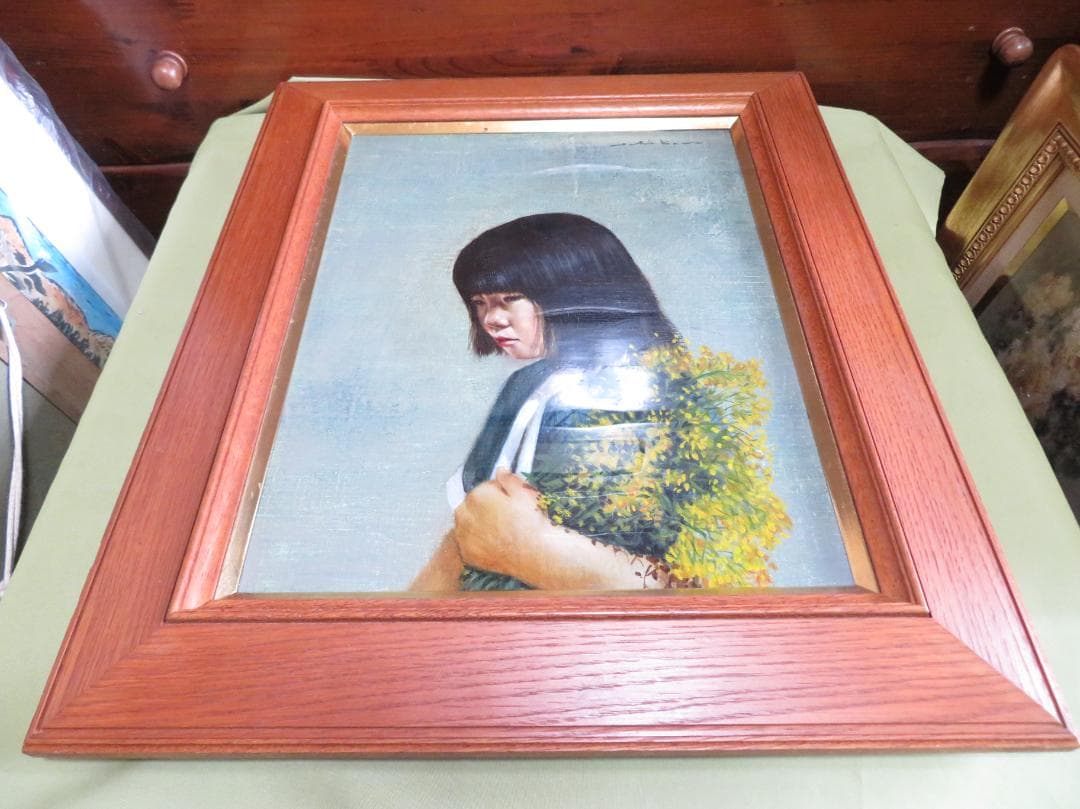 市川元晴 　「菜の花と少女」　油彩　 F6号　ル・サロン永久会員　 三軌会会員