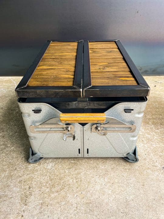 アイアンシェルフコンテナ25 天板［木板］　シェルコン　ウイングトップ　観音開き