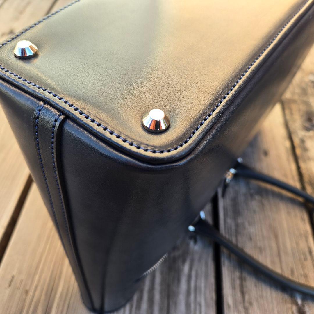 【美品】万双　双鞣和地　トートバッグ　ネイビー　ビジネス