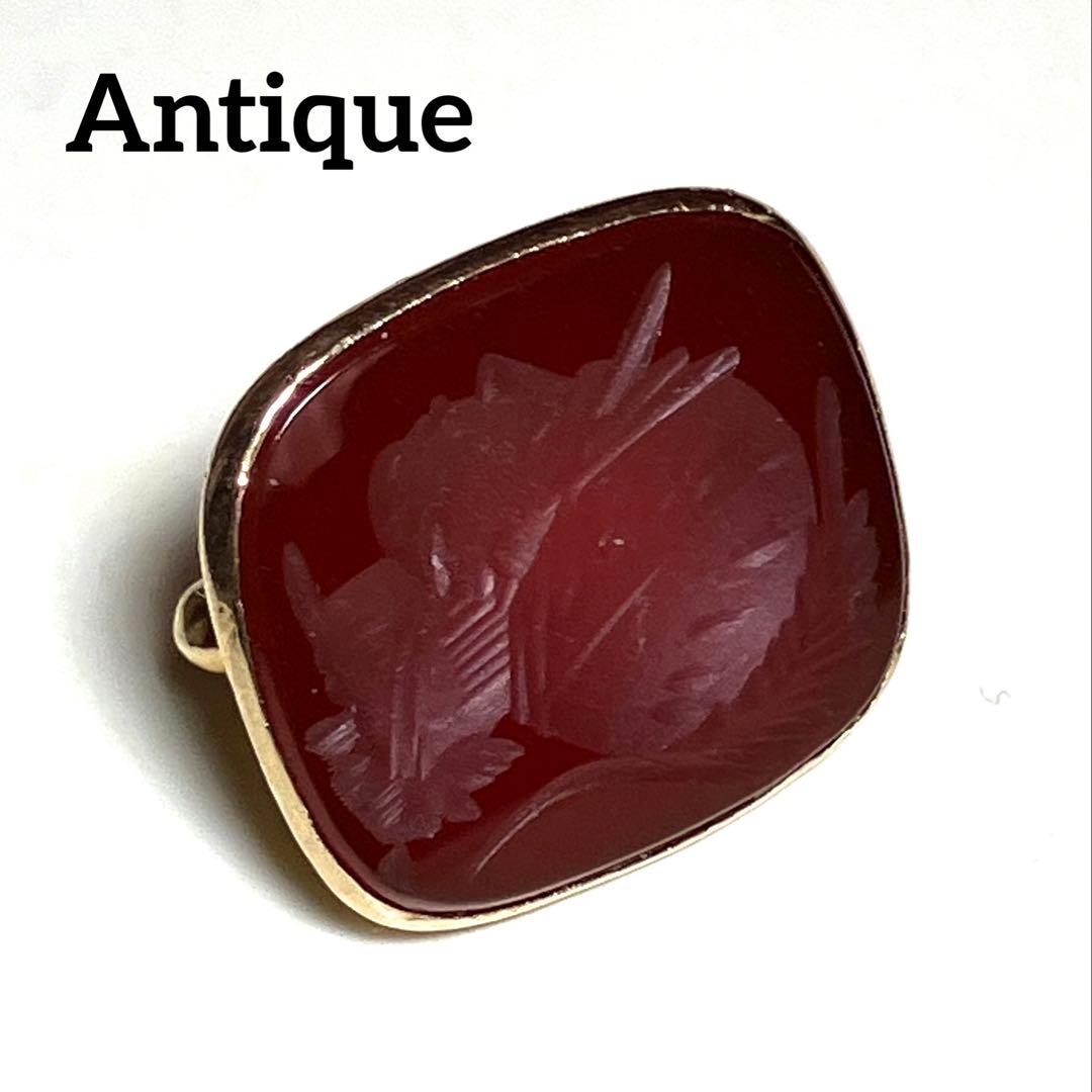 アンティーク 9金 フォブシール インタリオ 戦士