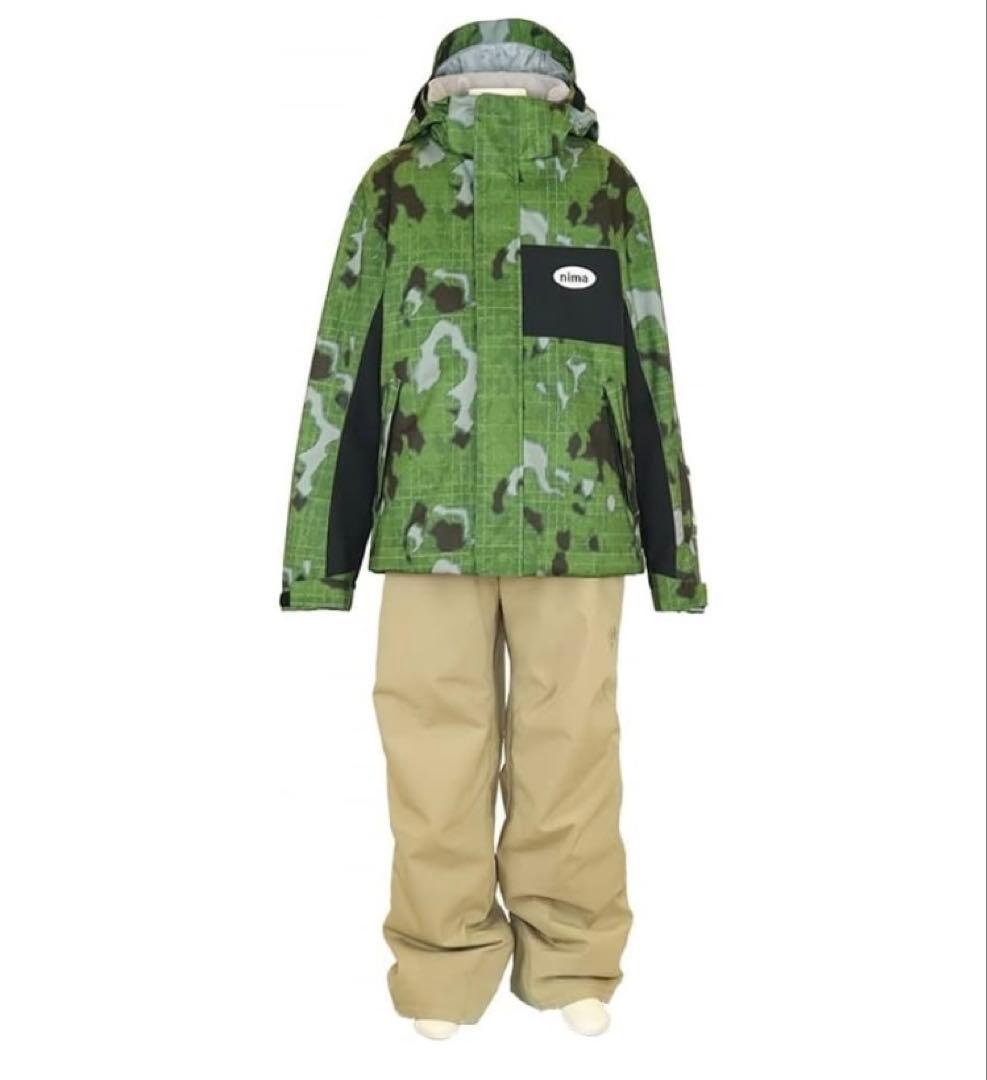2/7で削除　オリーブ　迷彩グリーン 子供　スキー　ウェアセット　ニーマ　130