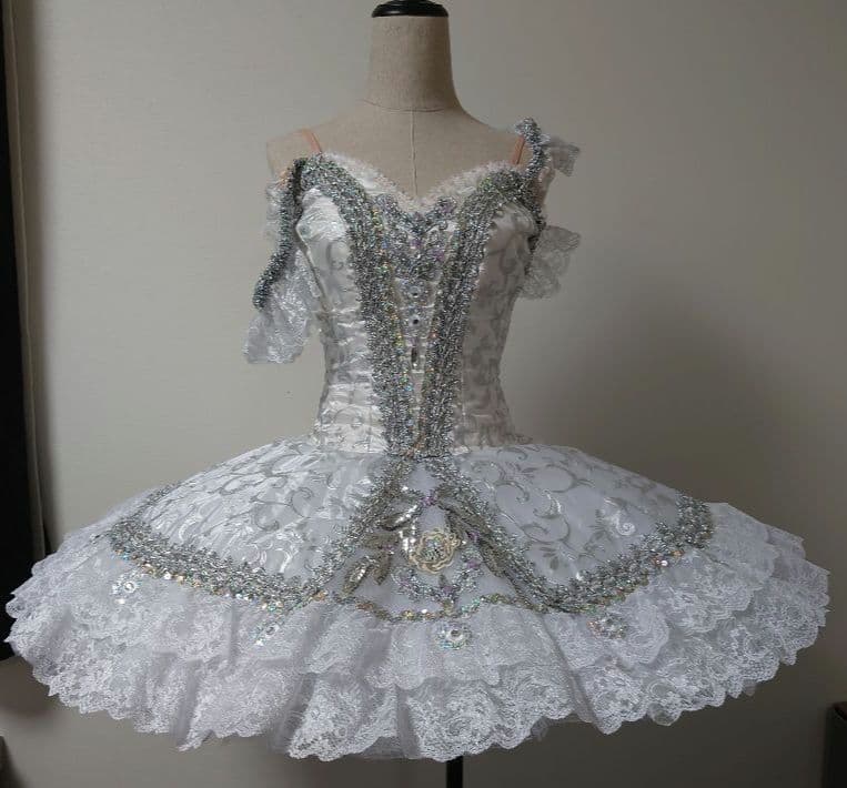 バレエ衣裳コスチューム白×シルバーエトワール/シンデレラ/グランパクラシック美品