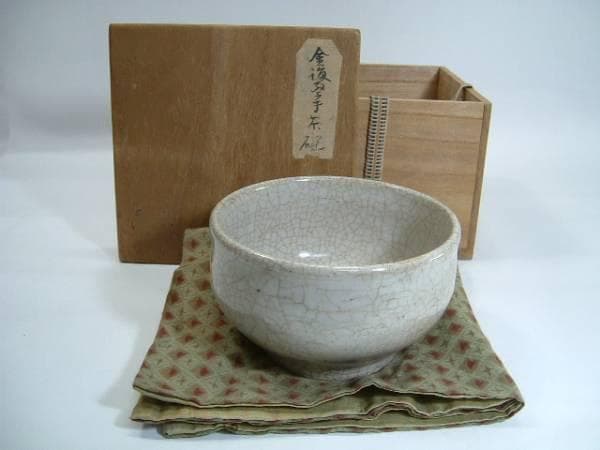 茶碗■金海手茶碗 石碗 お茶道具 抹茶碗 骨董品 貫入 時代物 箱■
