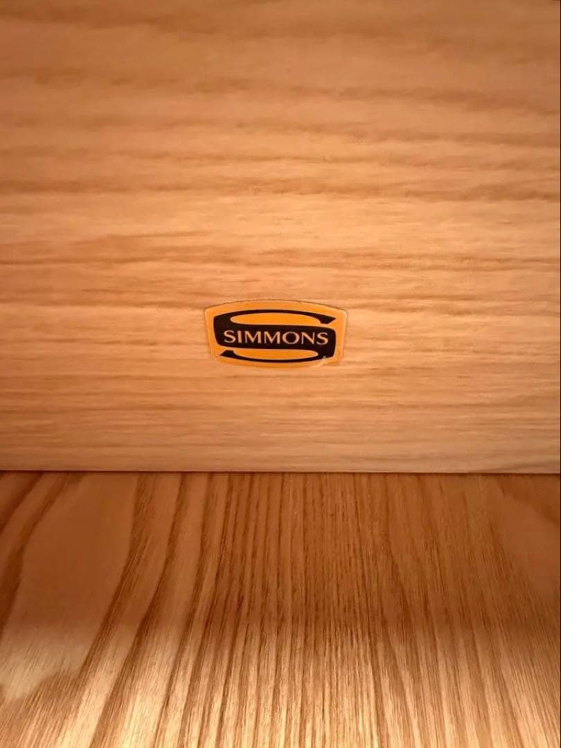 シモンズ ダブルベッド LED付き 引き出し収納 ステーションタイプ ナチュラル