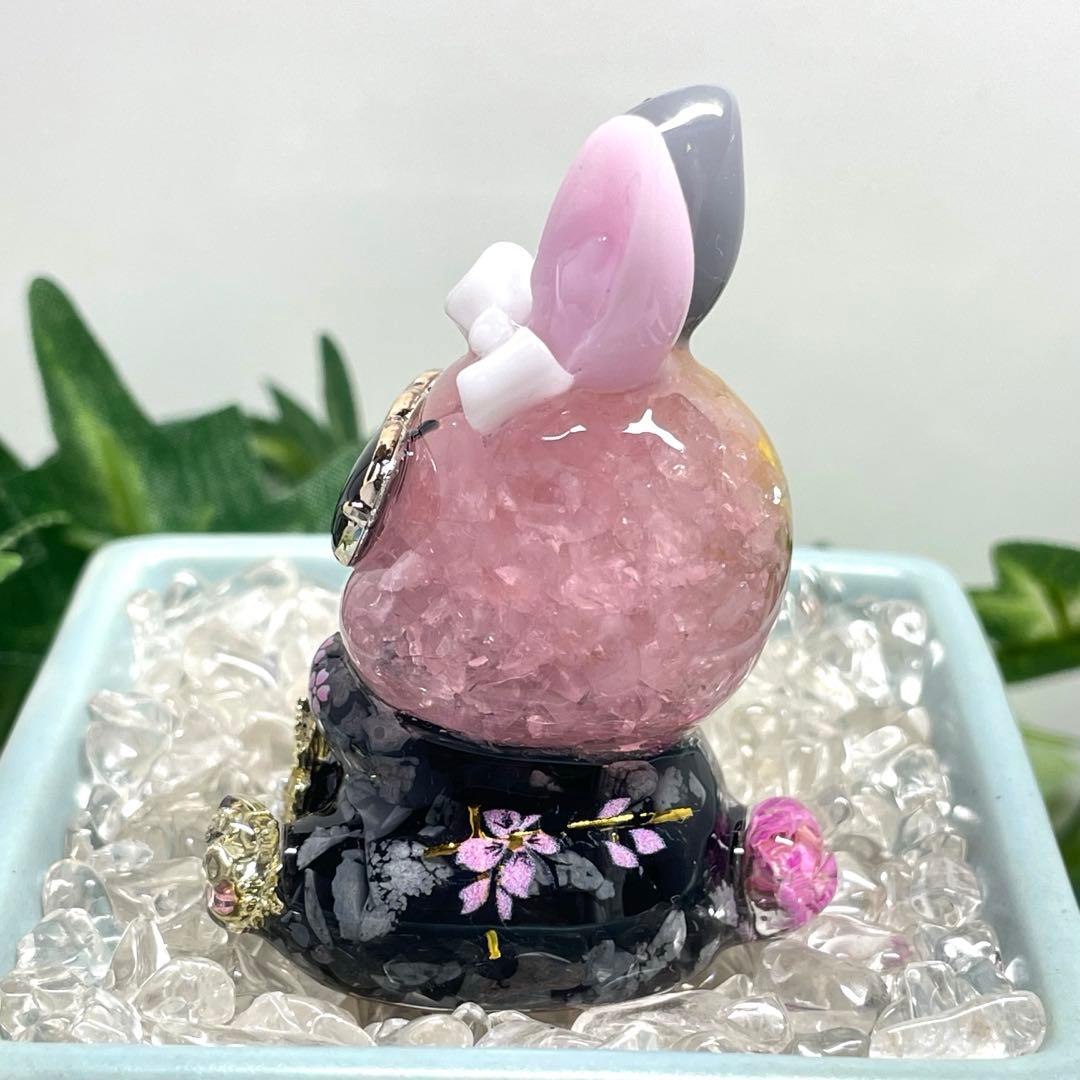 Mー519 オルゴナイト ❣️ ちょい悪うさぎ ❣️ 置物　レジン