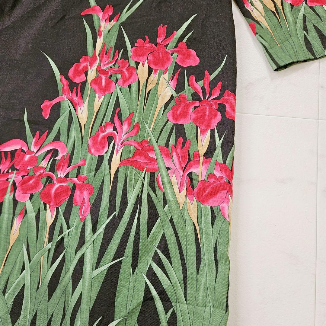 【新品タグ付】Pagong パゴン　尾形光琳 ビエラワンピース長袖　燕子花/黒紅