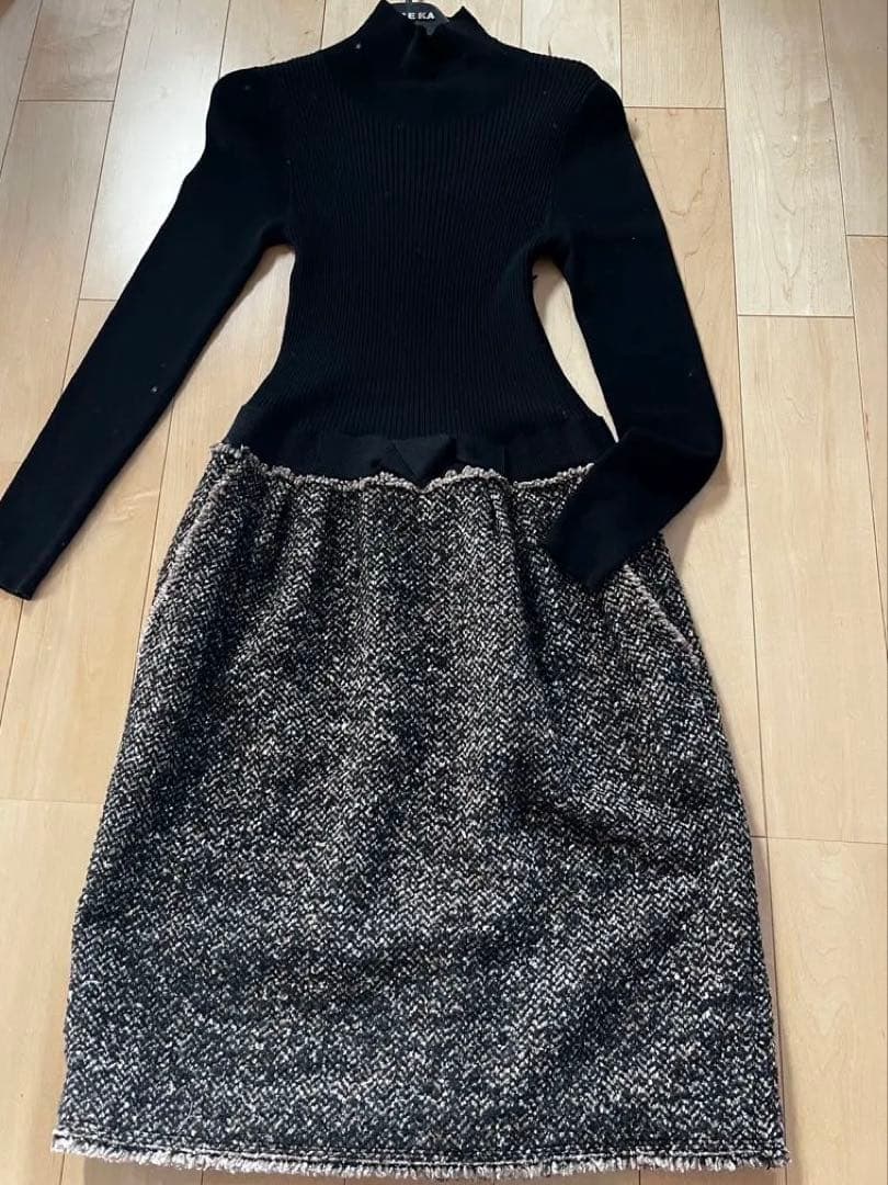 PAULE KA(ポールカ)ニットツイード ワンピース 長袖& ジャケット