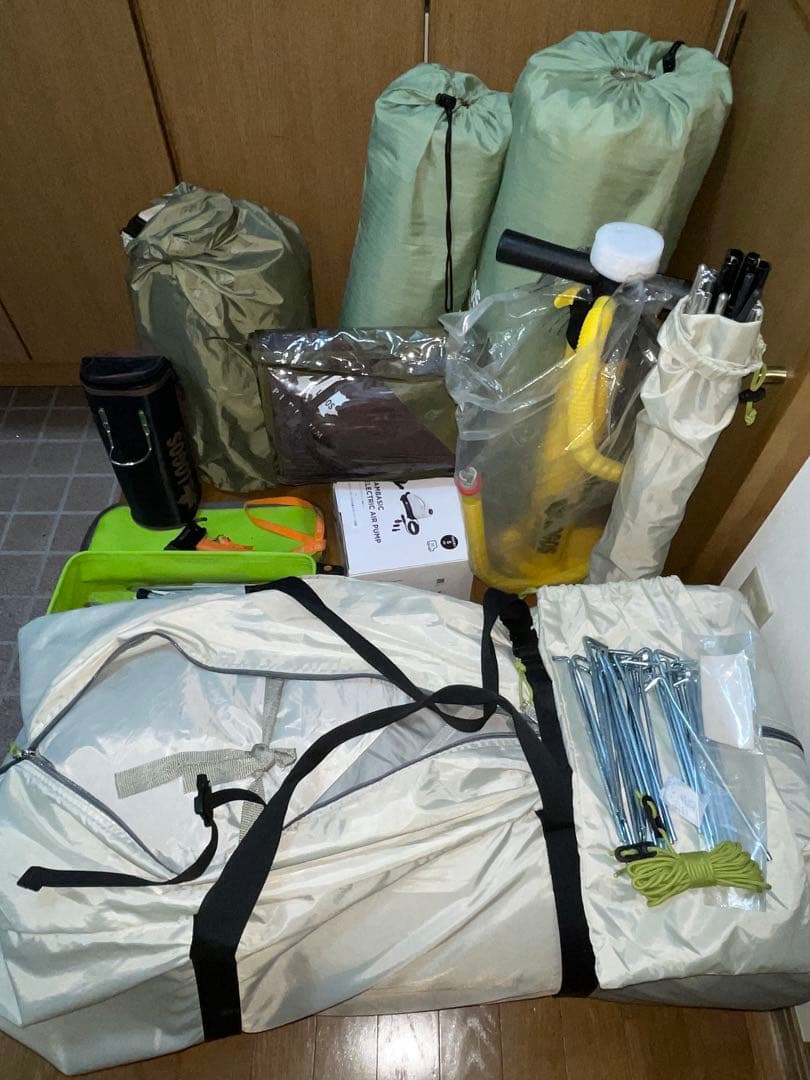 [GWキャンプ:初心者向けテント一式]ロゴス エアマジック(清掃済）＋シート等