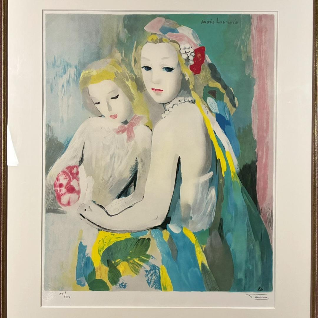 美品 マリー・ローランサン「夢想（二人の女）」リトグラフ 刷師サイン入 フランス