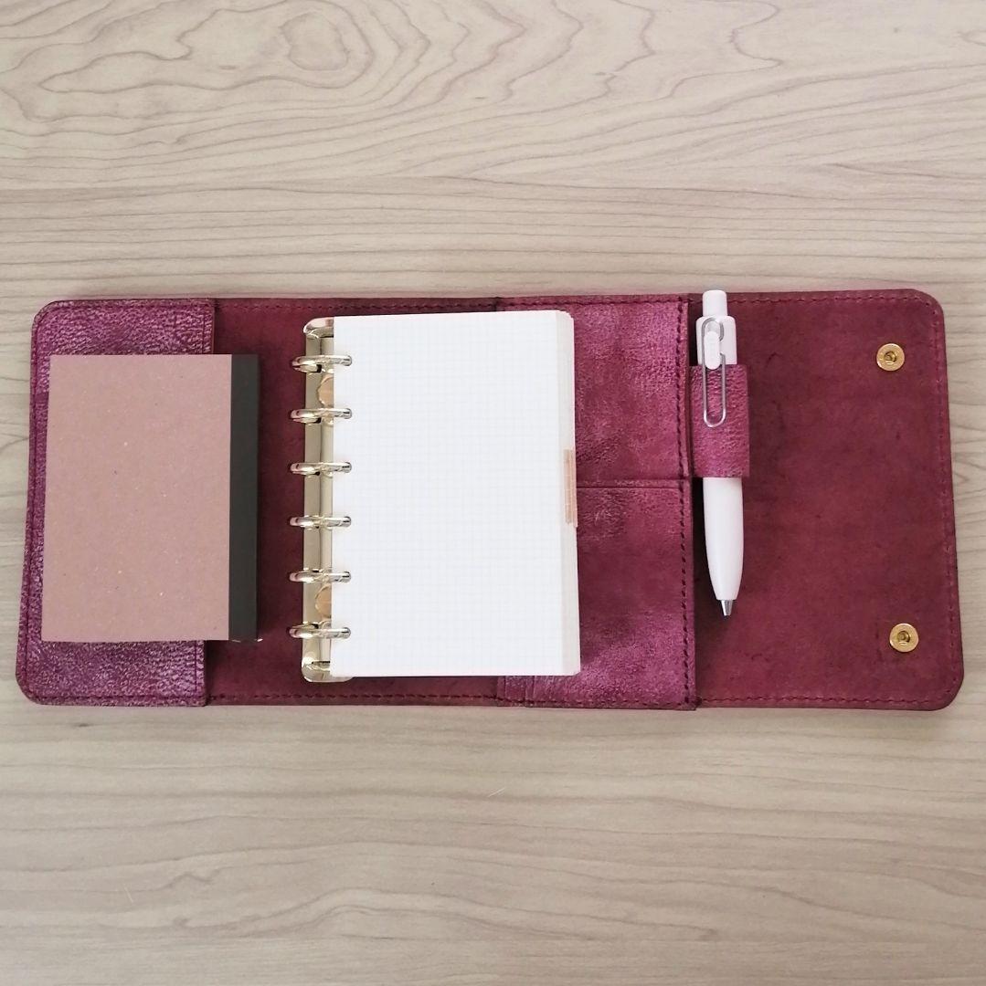 ミニ6 システム手帳 ワインレッド