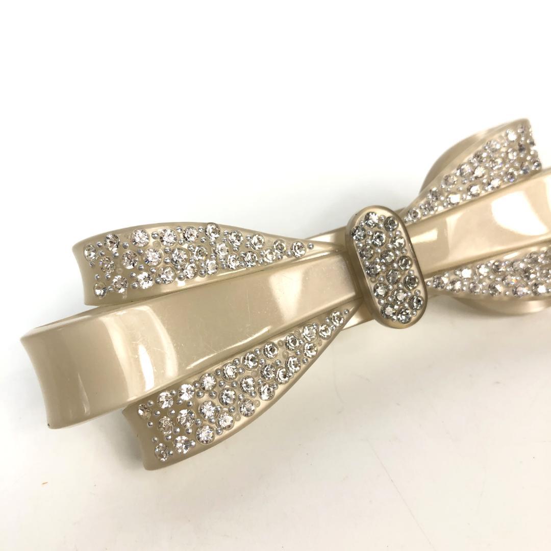 F10338 アレクサンドル ドゥ パリ バレッタ ストーン リボン ベージュ