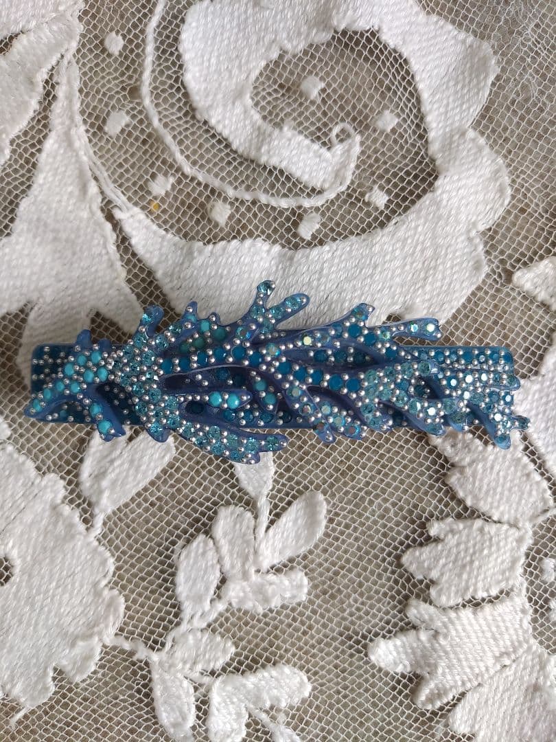 レア★acca by DAVIDIONアッカ★珊瑚モチーフバレッタ青フランス製