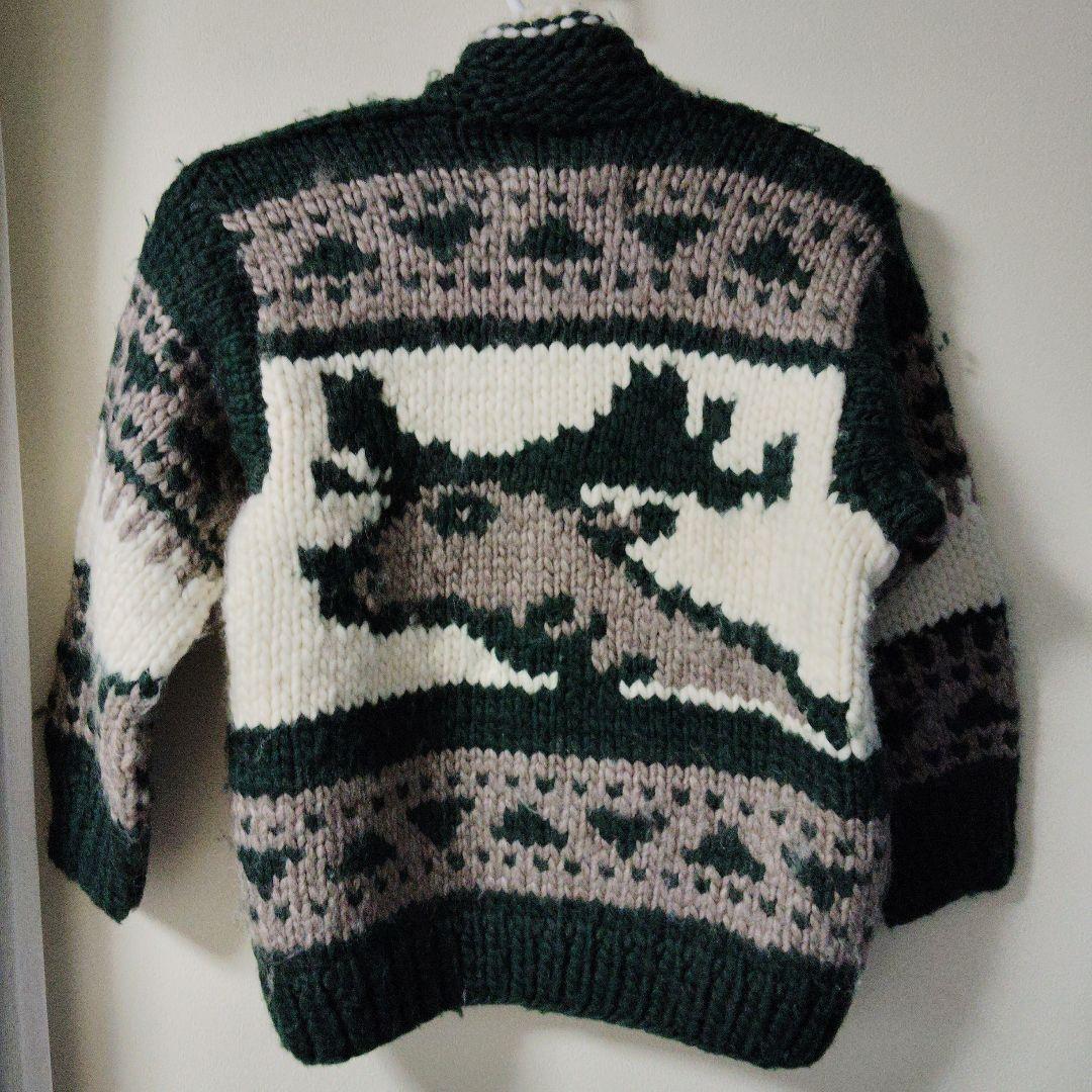 ☆KANATA 【稀少グリーン緑】トナカイ柄カウチンセーター カナダ製 90年代