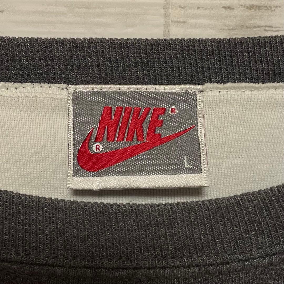822【人気Lサイズ】ナイキ♤刺繍ビッグロゴ　90s 銀タグ　スウェット即完売品