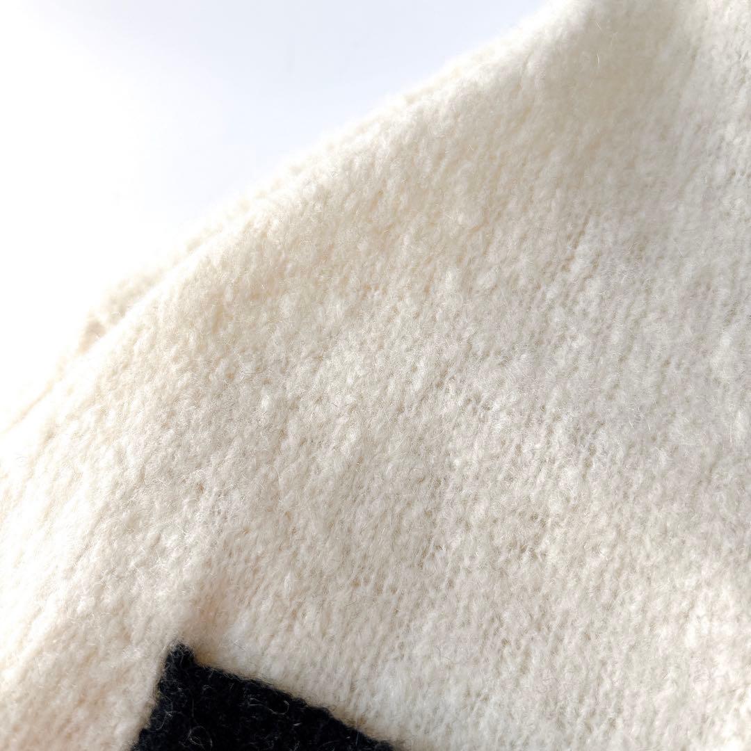 美品⁑ドゥーズィエムクラス　ウールカシミヤバイカラーニットカーディガン　ホワイト