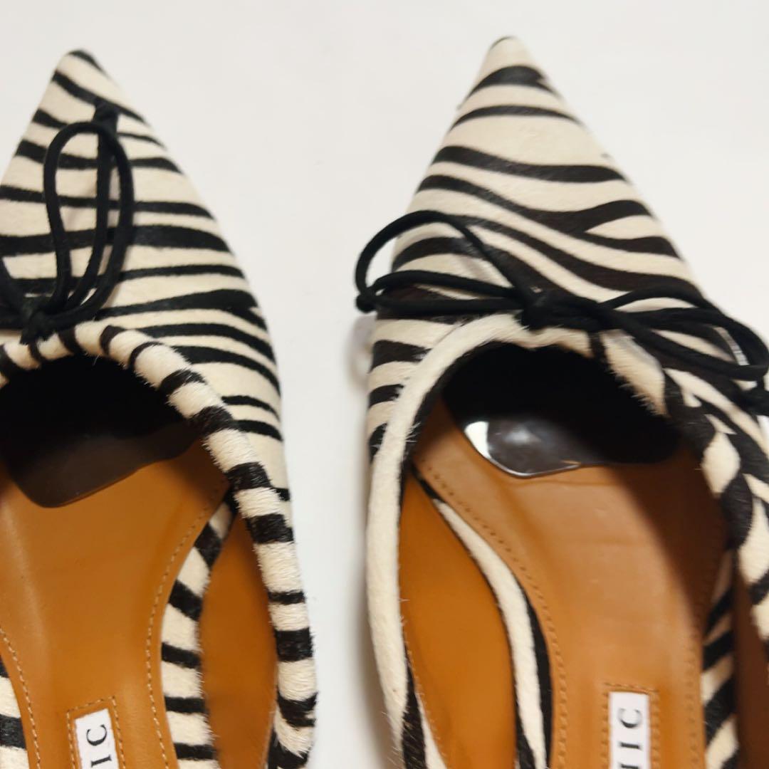 PIPPICHIC Remy リボンミュール スリッパ ゼブラハラコ サイズ38