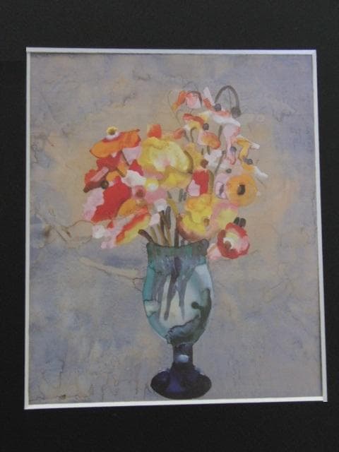 麻田辨自、【ポピー】、希少な額装用画集より、状態良好、新品額装付、日本人画家