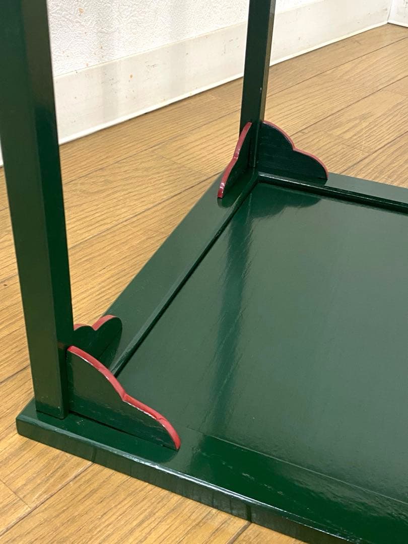 美品 茶道具 青漆爪紅 糸巻棚 茶棚 組立式 共箱