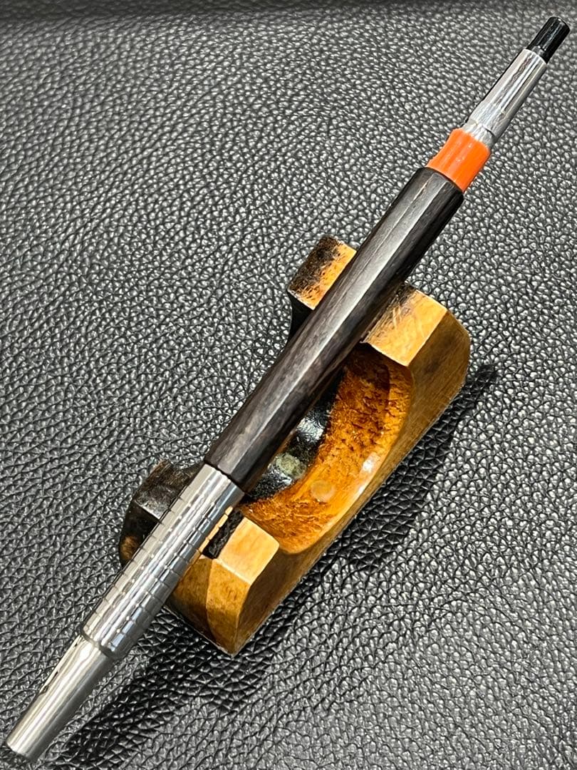 海　pmg用木軸　黒檀12角軸　ステンレスグリップ+2