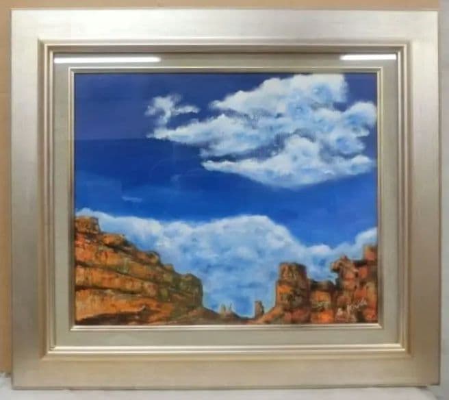 油彩 F8 アリゾナ バリーモニュメント サイン有り S.Koide