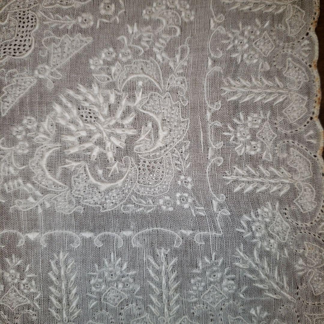 スワトウ 汕頭 刺繍 ホワイト レースハンカチ