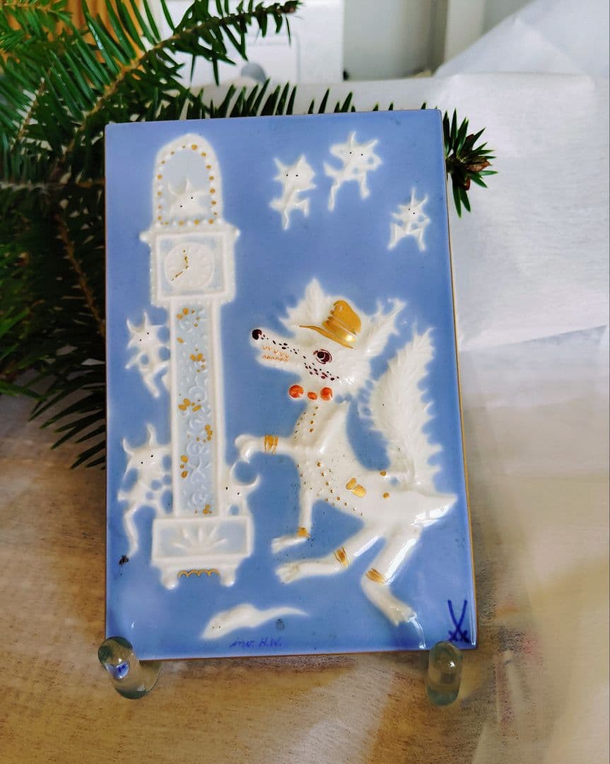 マイセン　オオカミと七匹の子羊　置物