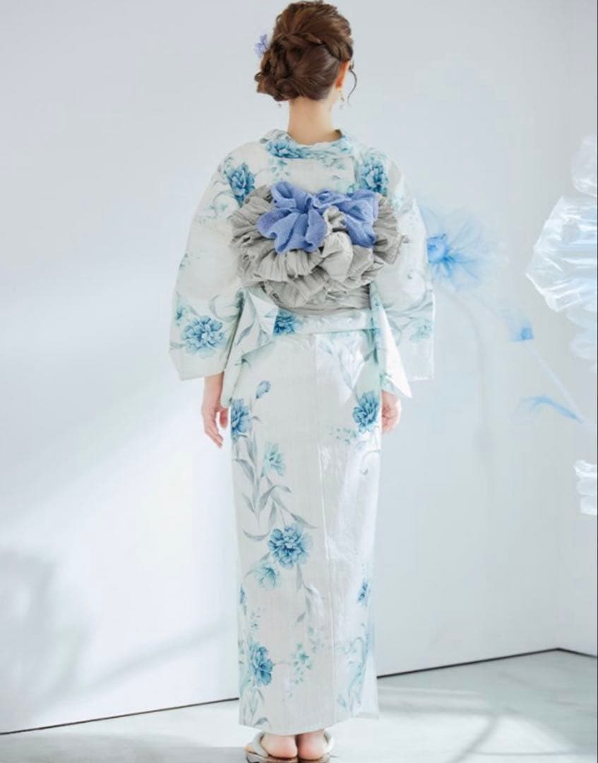 sugar nine 浴衣　ブルーグリーン花柄浴衣 浴衣3点セット